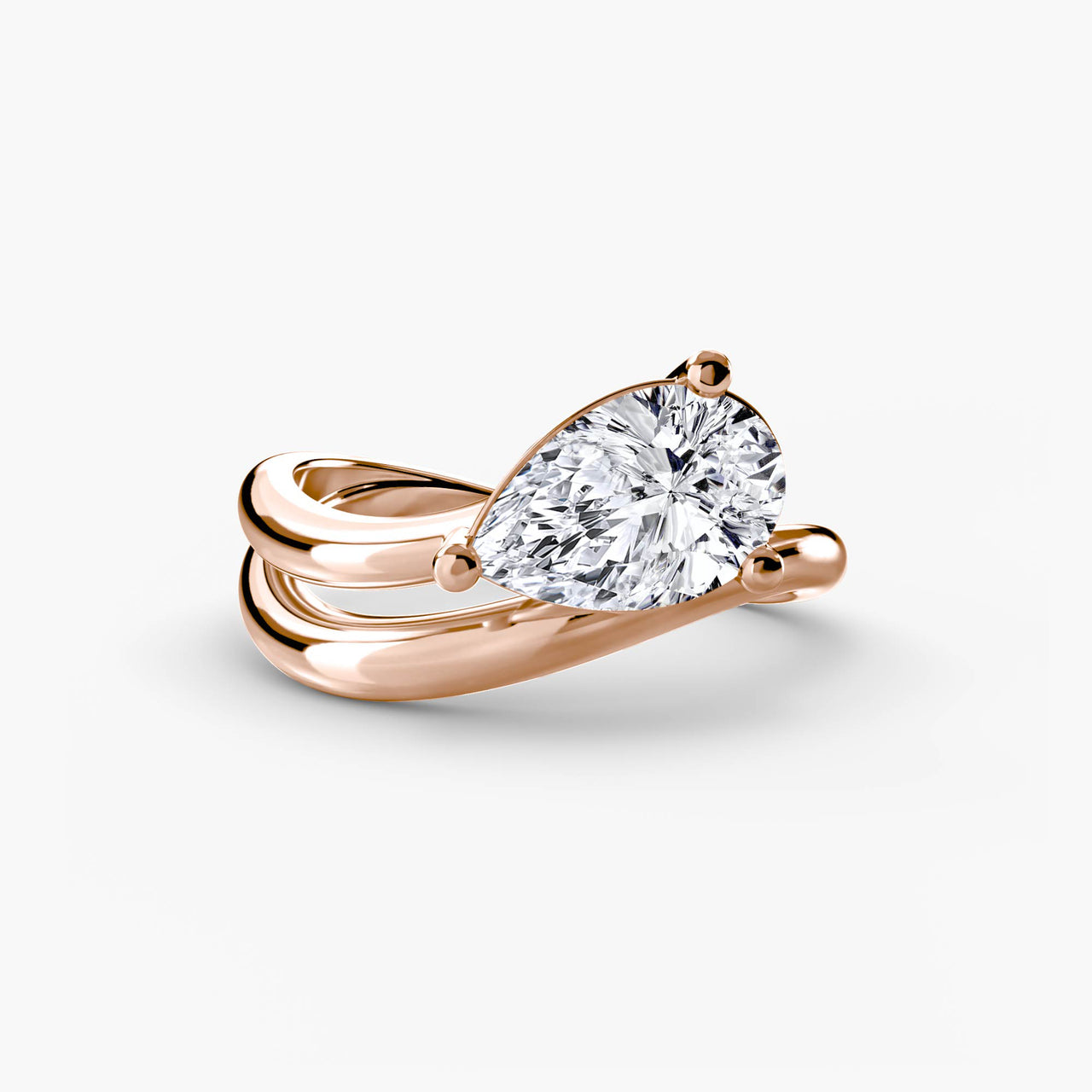 14K Rose Gold / Pear The Wave Ring 2
