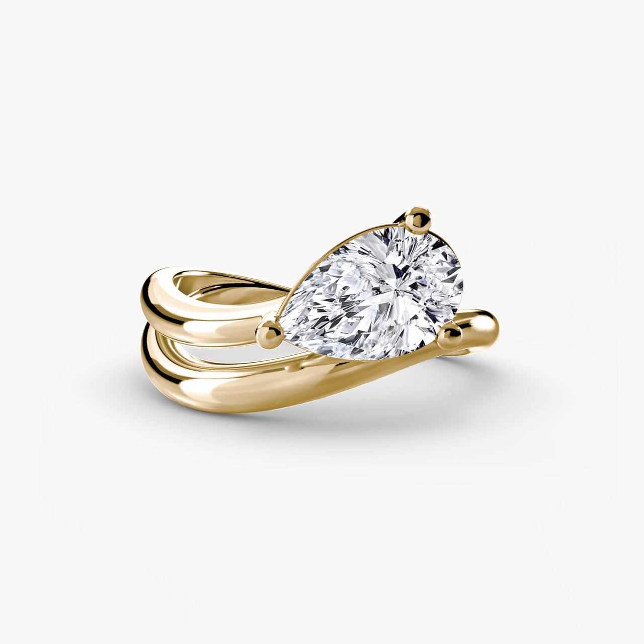 14K Yellow Gold / Pear The Wave Ring 2