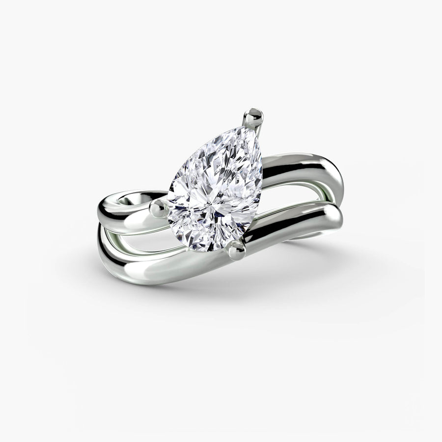 14K White Gold / Pear The Wave Ring 3