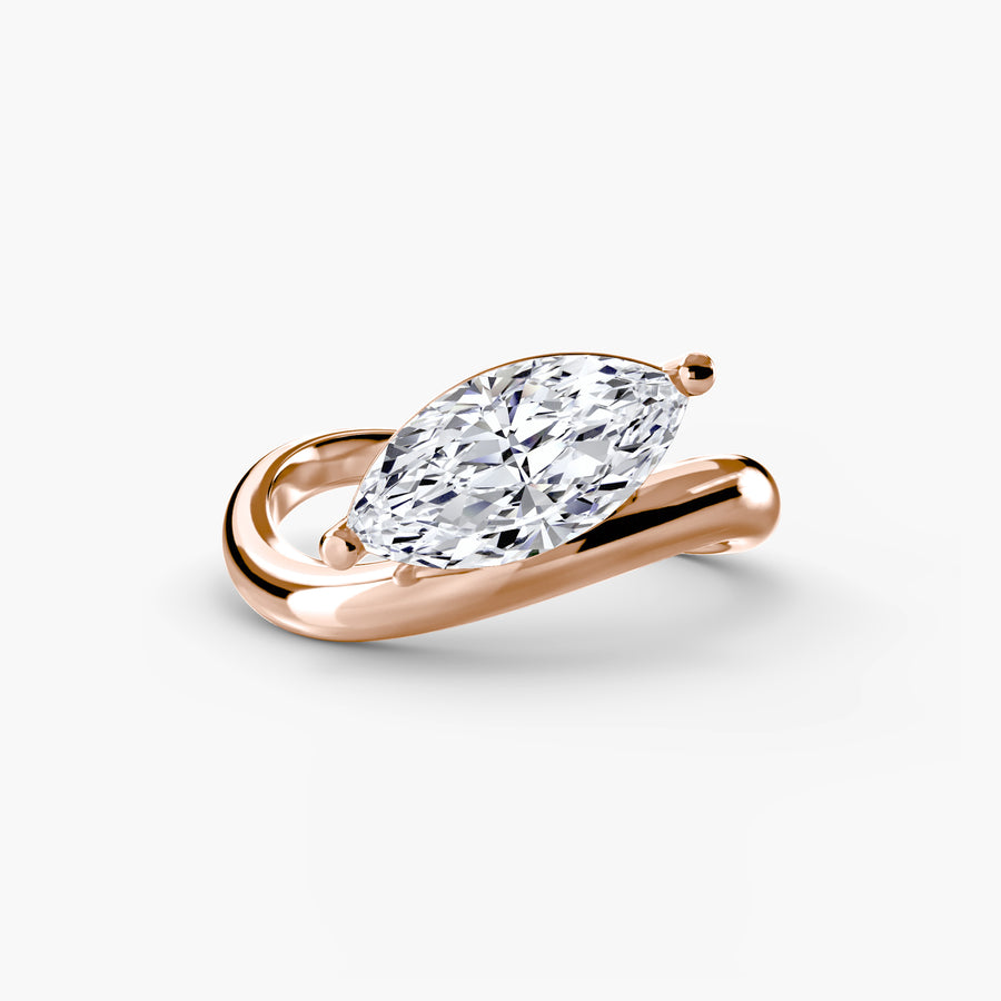 14K Rose Gold / Marquise The Wave Ring