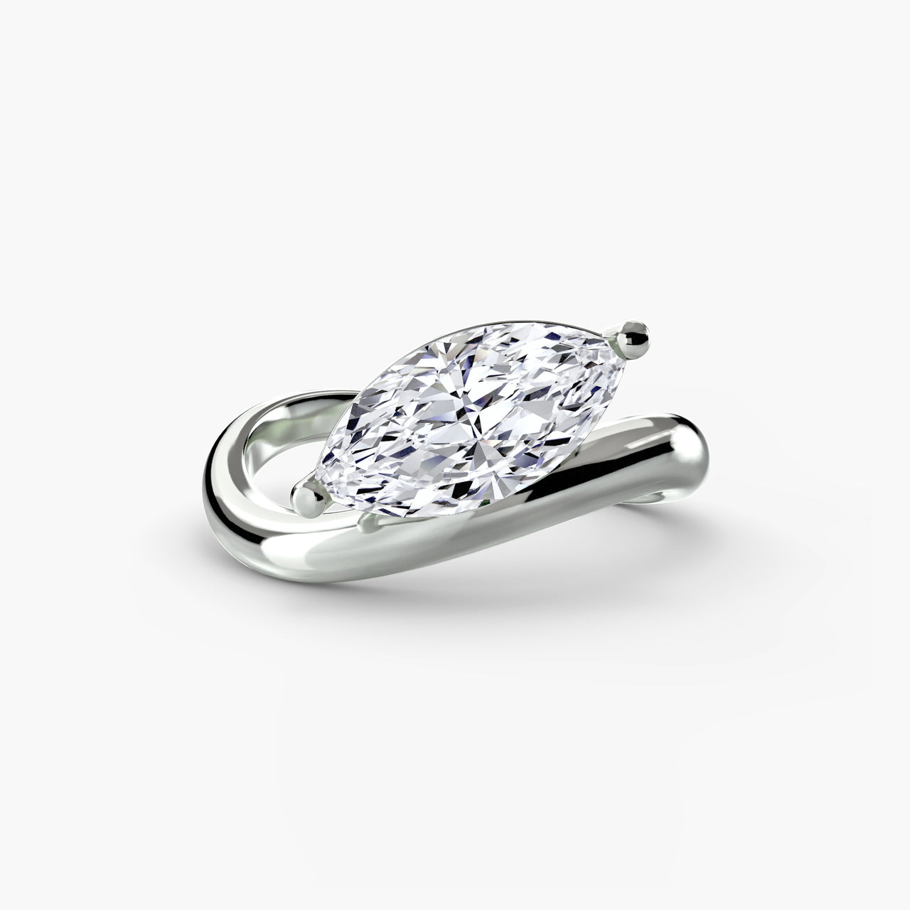 14K White Gold / Marquise The Wave Ring