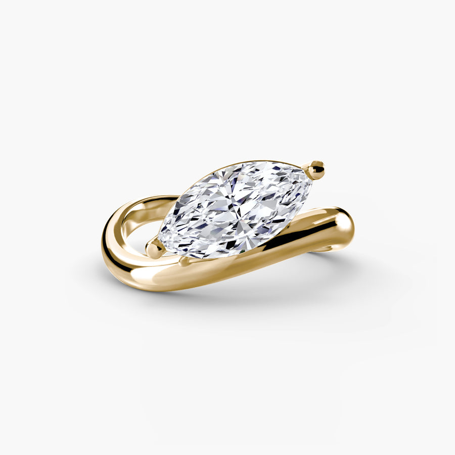 14K Yellow Gold / Marquise The Wave Ring