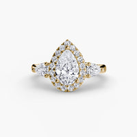 Thumbnail for Three-Stone Ring with Halo