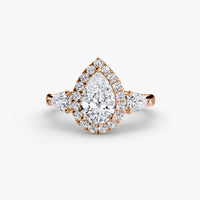 Thumbnail for Three-Stone Ring with Halo