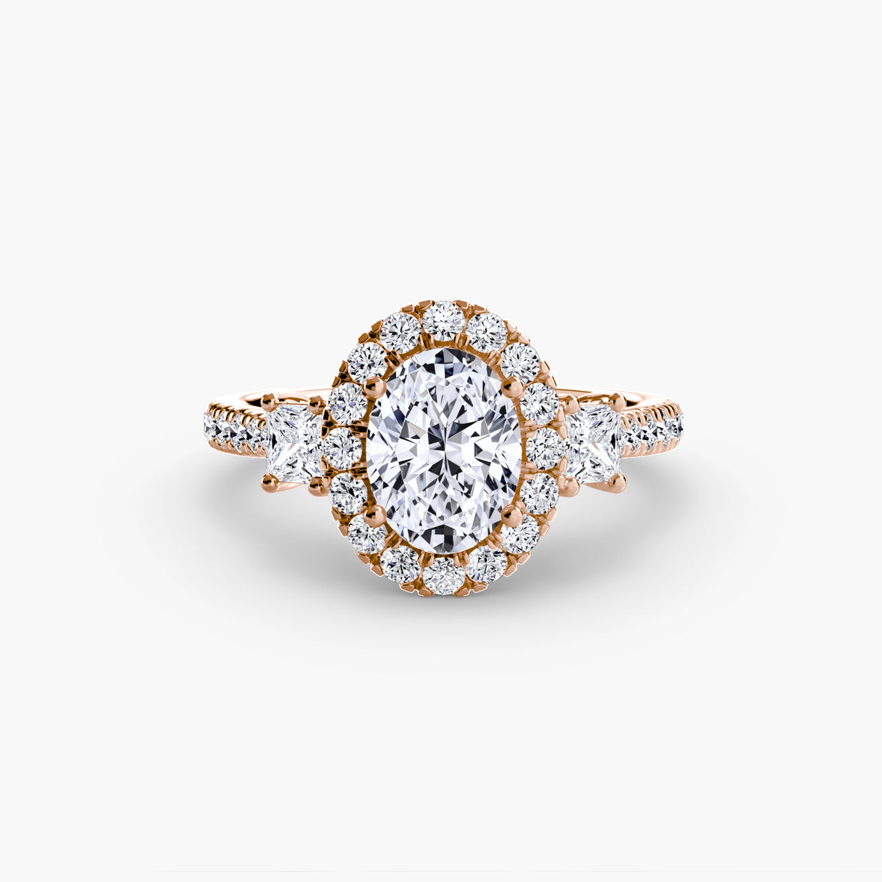 Three-Stone Ring with Halo 2