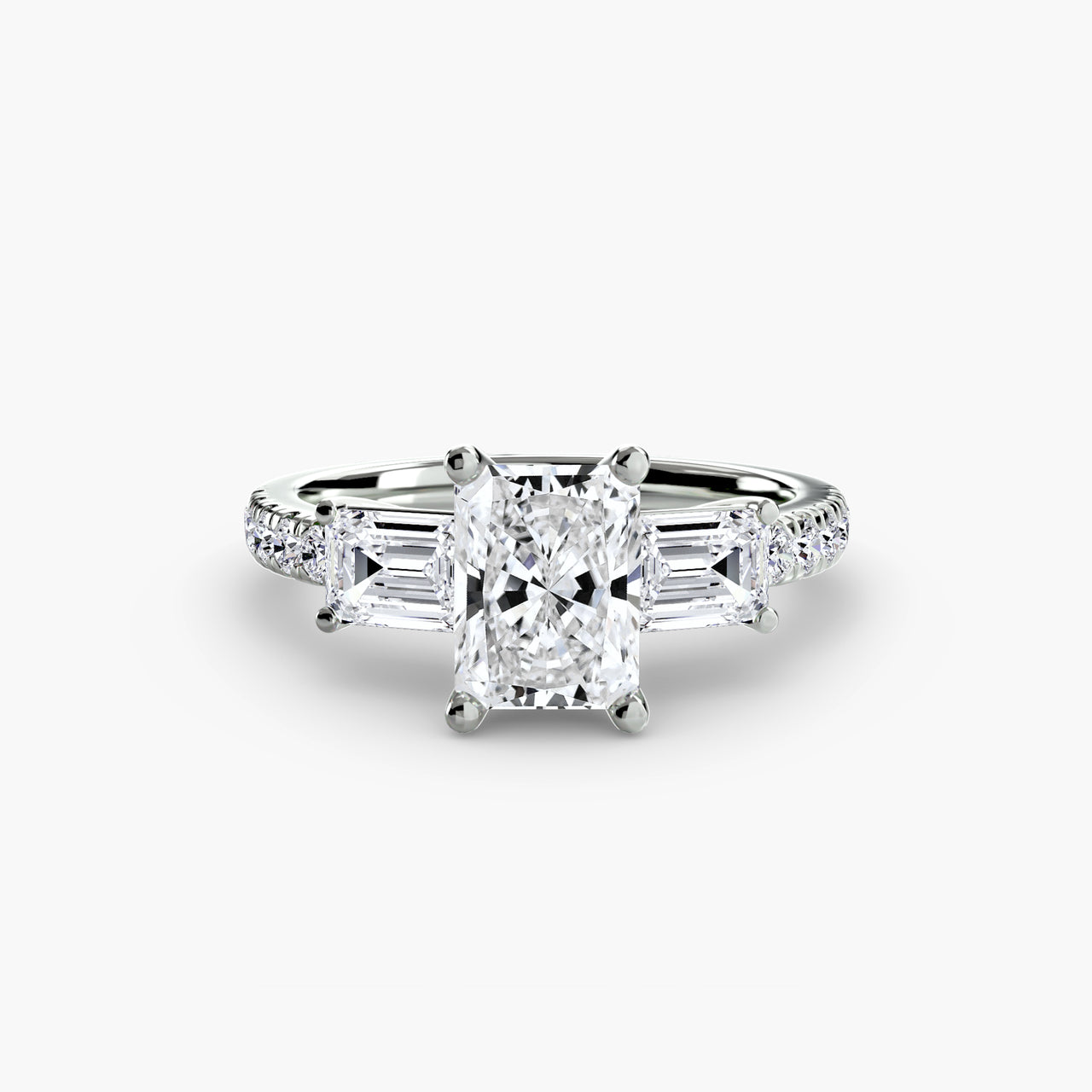 Three-Stone Ring with Pavé Band 4