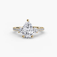 Thumbnail for 14K Yellow Gold / Pear Three-Stone Ring with Pavé Band 5