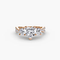 Thumbnail for 14K Rose Gold / Heart Three-Stone with Pavé Band 2