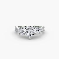 Thumbnail for 14K White Gold / Heart Three-Stone with Pavé Band 2