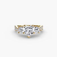 Thumbnail for 14K Yellow Gold / Heart Three-Stone with Pavé Band 2
