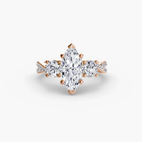 Thumbnail for 14K Rose Gold / Marquise Three-Stone with Pavé Band 2