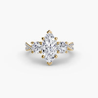 Thumbnail for 14K Yellow Gold / Marquise Three-Stone with Pavé Band 2
