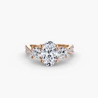 Thumbnail for 14K Rose Gold / Oval Three-Stone with Pavé Band 2