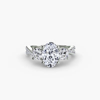 Thumbnail for 14K White Gold / Oval Three-Stone with Pavé Band 2