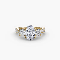 Thumbnail for 14K Yellow Gold / Oval Three-Stone with Pavé Band 2