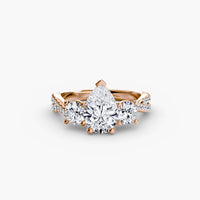 Thumbnail for 14K Rose Gold / Pear Three-Stone with Pavé Band 2