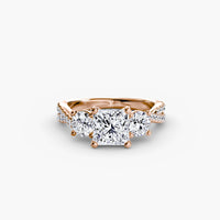 Thumbnail for 14K Rose Gold / Princess Three-Stone with Pavé Band 2