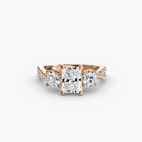 Thumbnail for 14K Rose Gold / Radiant Three-Stone with Pavé Band 2