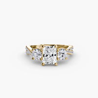 Thumbnail for 14K Yellow Gold / Radiant Three-Stone with Pavé Band 2