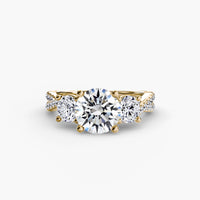 Thumbnail for 14K Yellow Gold / Round Three-Stone with Pavé Band 2