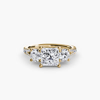 Thumbnail for 14K Yellow Gold / Princess Three-Stone with Pavé Band 3