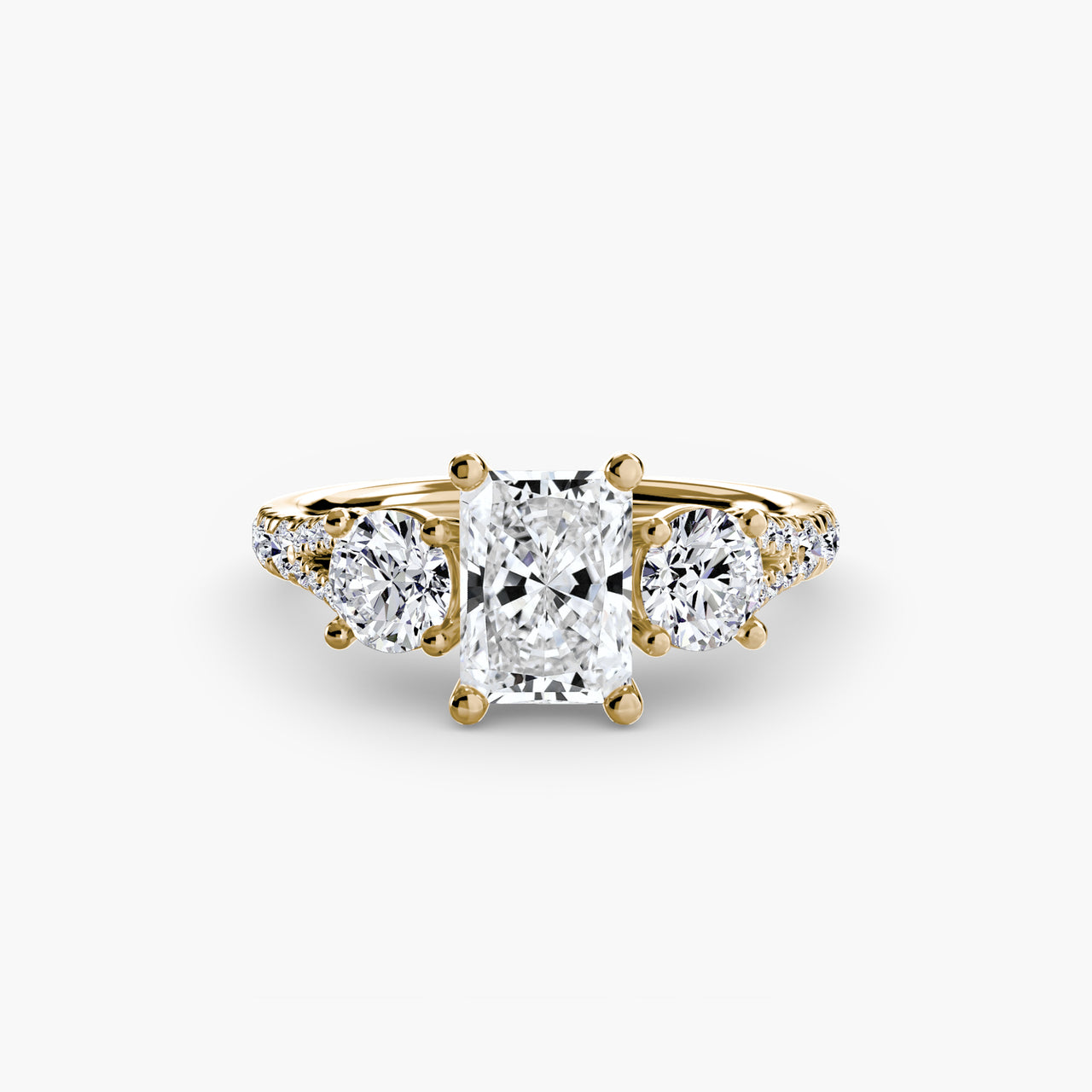 14K Yellow Gold / Radiant Three-Stone with Pavé Band 3