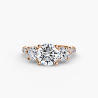 Thumbnail for 14K Rose Gold / Round Three-Stone with Pavé Band 3