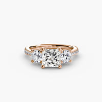 Thumbnail for 14K Rose Gold / Princess Three-Stone with Pavé Band