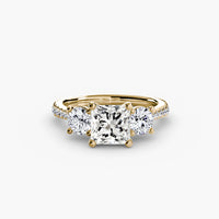 Thumbnail for 14K Yellow Gold / Princess Three-Stone with Pavé Band