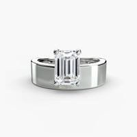 Thumbnail for 14K White Gold / Emerald Wide Band Solitaire 2