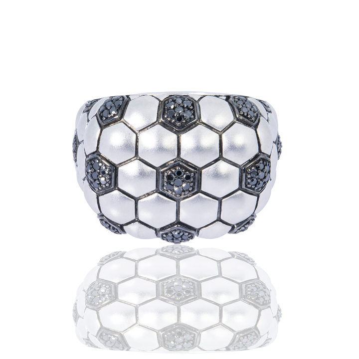 ◇TATIANA◇ (SILVER925) Glitter Draw Ball Ring CR1813 Sterling Silver Bubble Bead Bezel Set CZ Half Eternity Ring