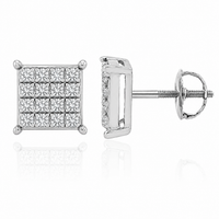 Thumbnail for White 10K Solid White Gold Diamond Stud Earrings 0.11 Ctw