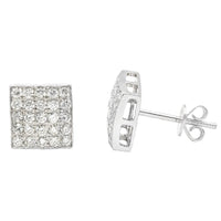 Thumbnail for White 14k White Gold Square Pave Diamond Earrings 1.02 Ctw