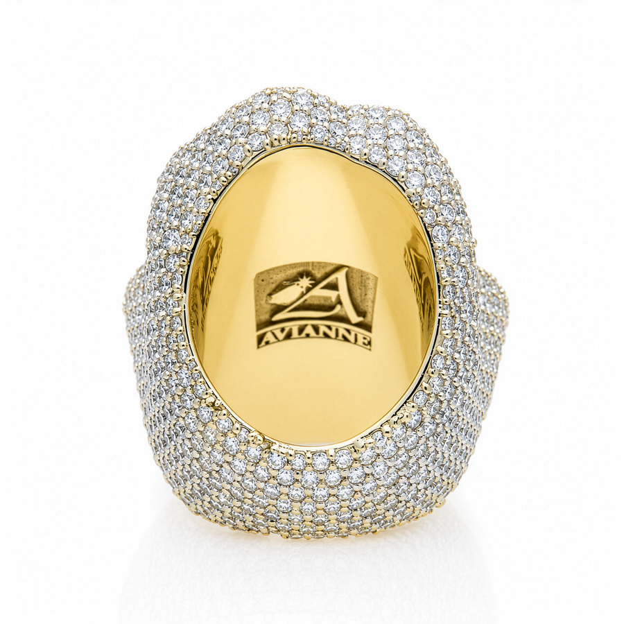 Two Tone Two-Tone Gold Diamond and Ruby Iced Out Grinch Face Pendant