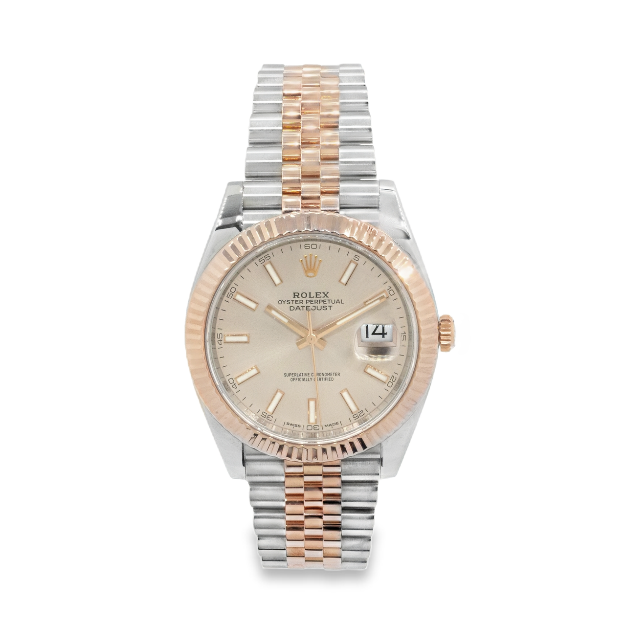 Rolex Datejust 41 stainless Steel and Rose Gold Jubilee Sundust Index Dial Watch 126331