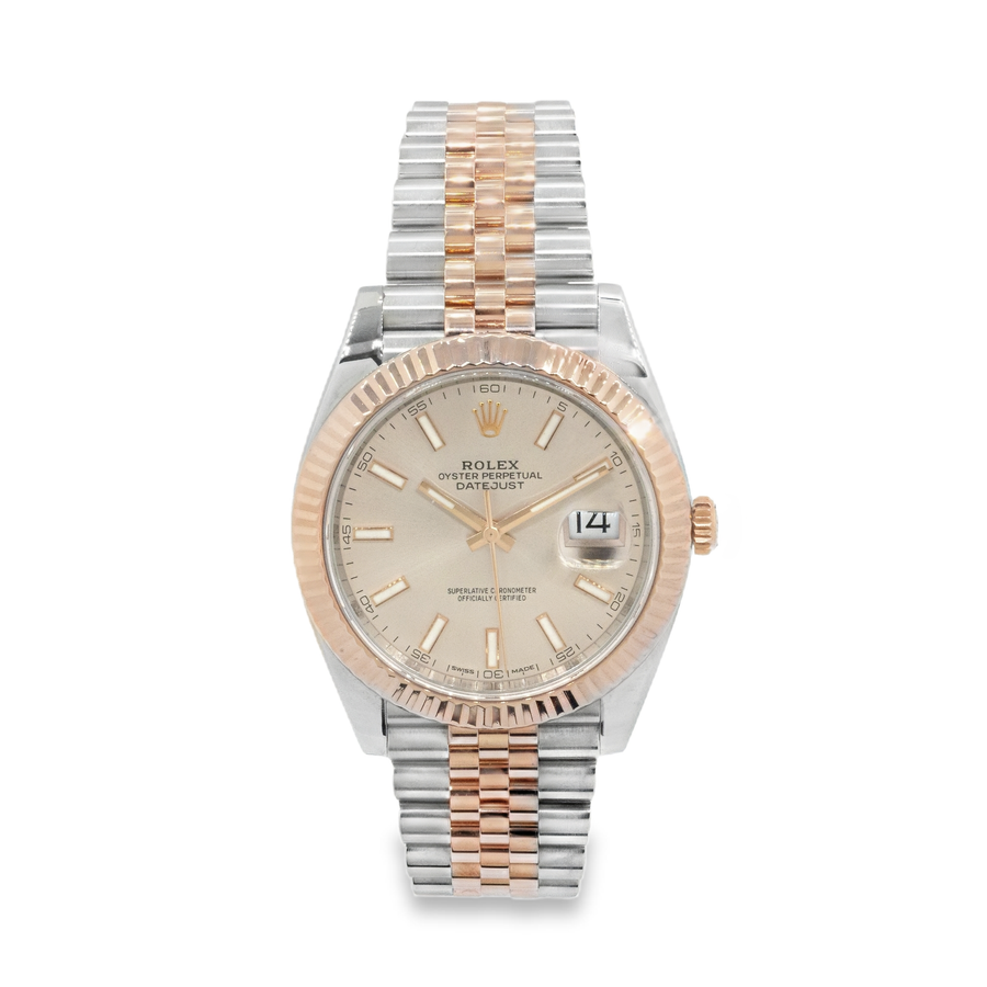 Rolex Datejust 41 stainless Steel and Rose Gold Jubilee Sundust Index Dial Watch 126331
