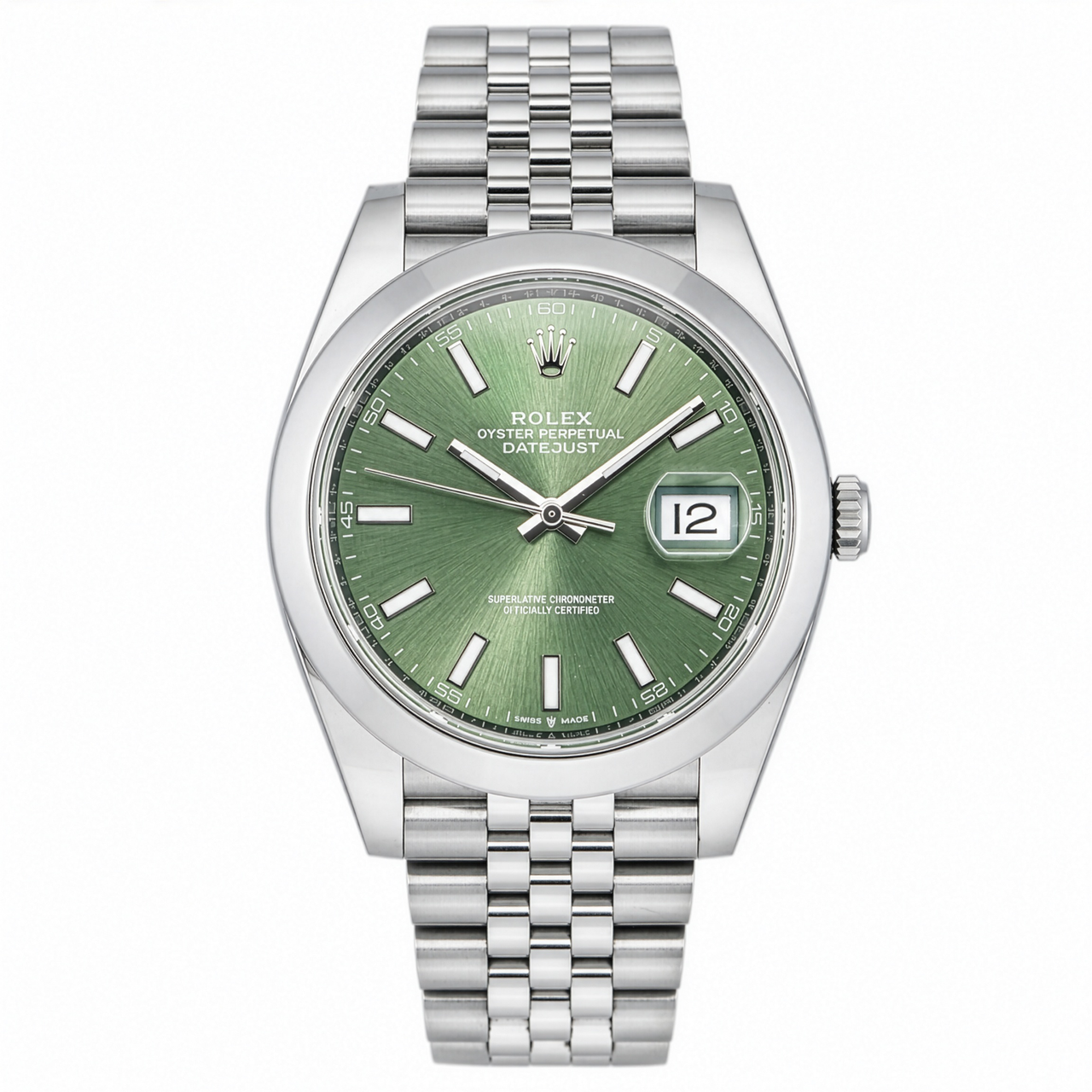 Rolex Datejust 41 Stainless Steel Mint Green Dial Smooth Bezel Jubilee Bracelet