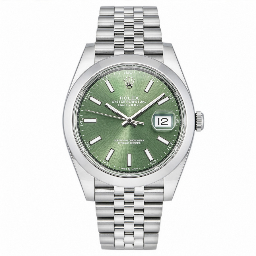 Rolex Datejust 41 Stainless Steel Mint Green Dial Smooth Bezel Jubilee Bracelet