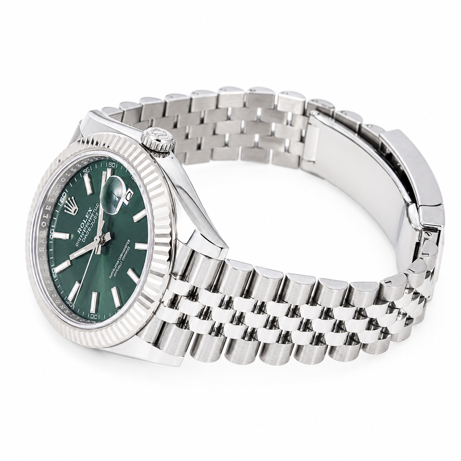 Rolex Datejust 41 Steel & White Gold Mint Green Dial Jubilee Bracelet