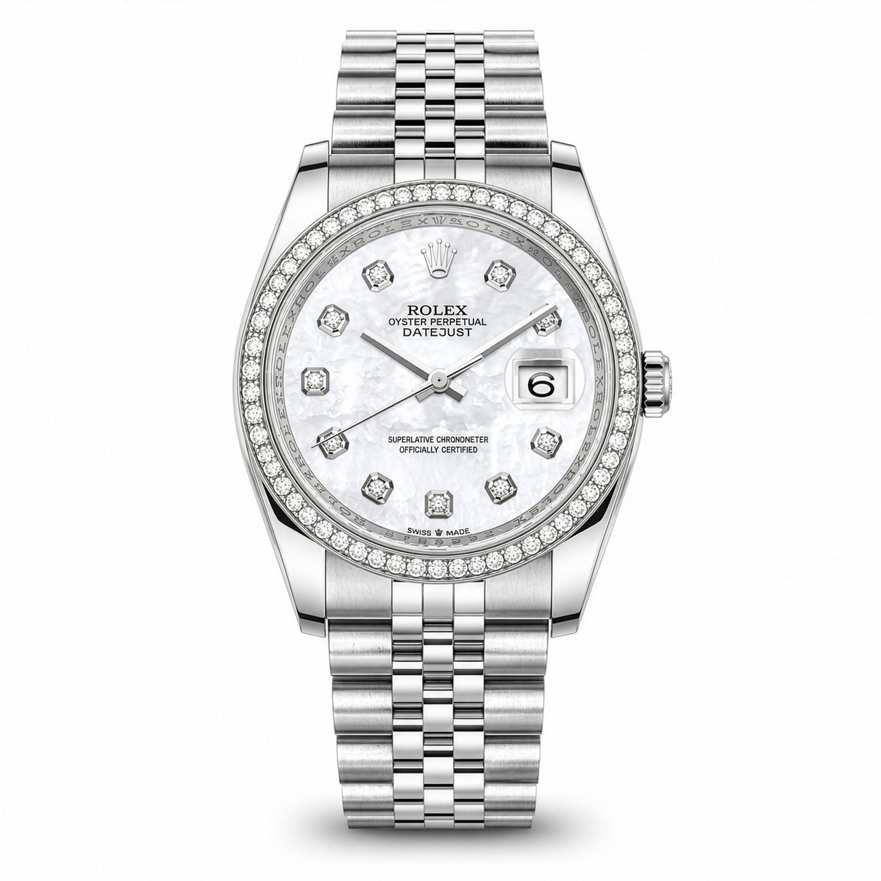 Rolex Datejust Stainless Steel Mother of Pearl Diamond Dial With Jubilee Bracelet