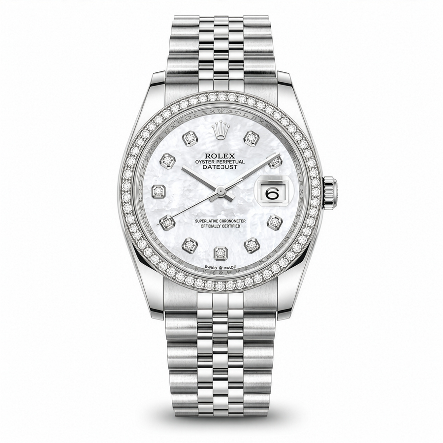 Rolex Datejust Stainless Steel Mother of Pearl Diamond Dial With Jubilee Bracelet