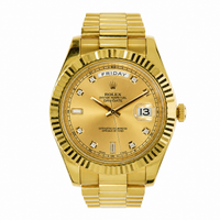 Thumbnail for Rolex Day-Date II Yellow Gold Champagne Diamond Dial Watch 218238