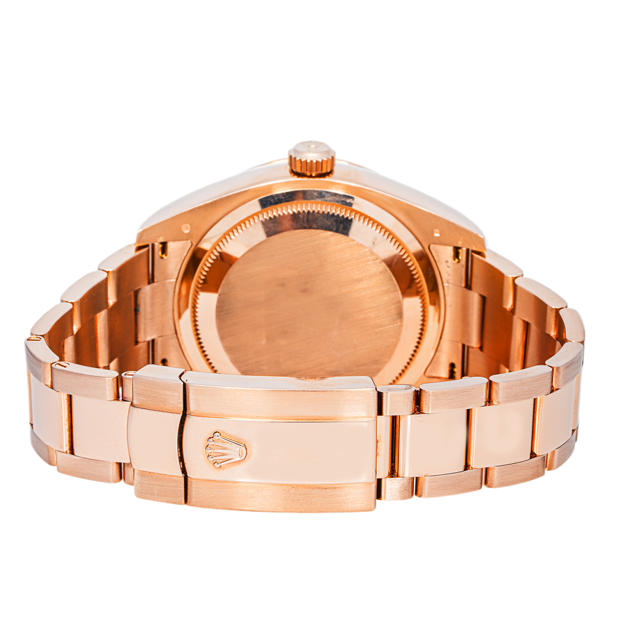 Rolex Sky-Dweller 18K Everose Gold Bronze Dial Fluted Bezel Oyster Bracelet