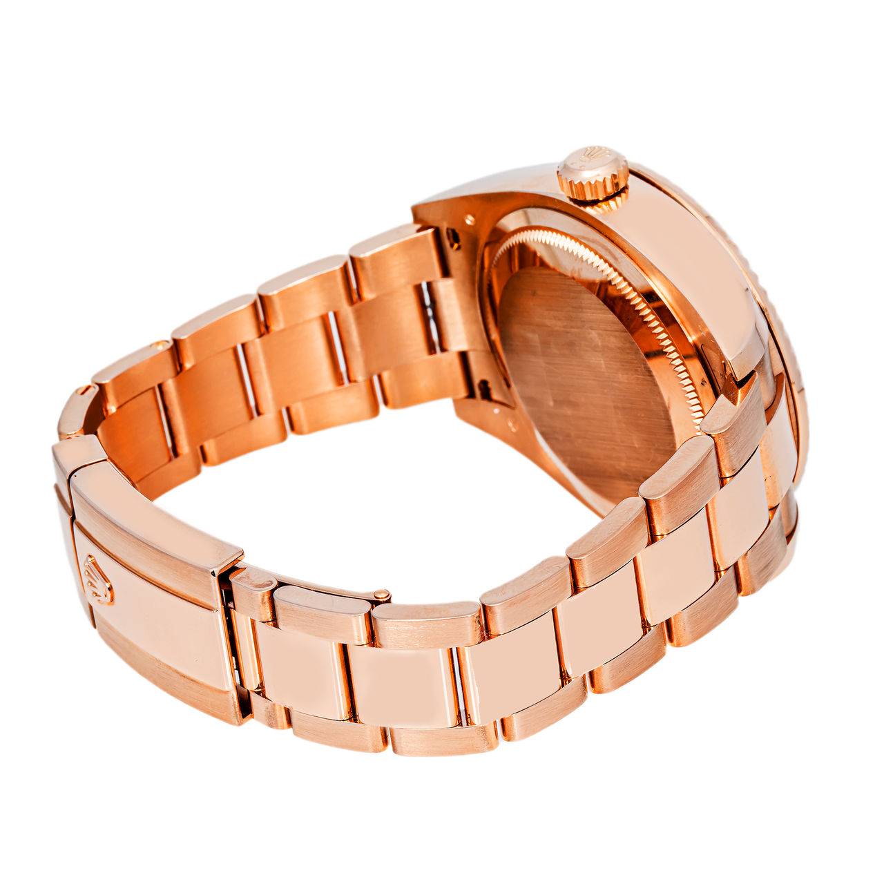 Rolex Sky-Dweller 18K Everose Gold Bronze Dial Fluted Bezel Oyster Bracelet