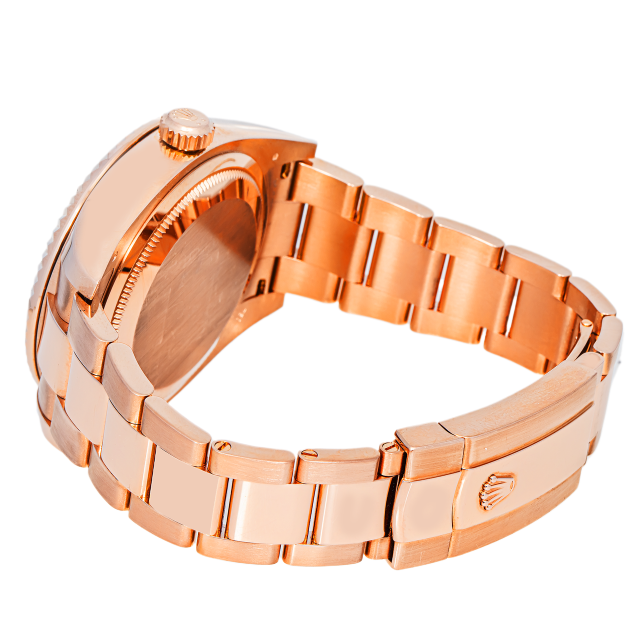 Rolex Sky-Dweller 18K Everose Gold Bronze Dial Fluted Bezel Oyster Bracelet
