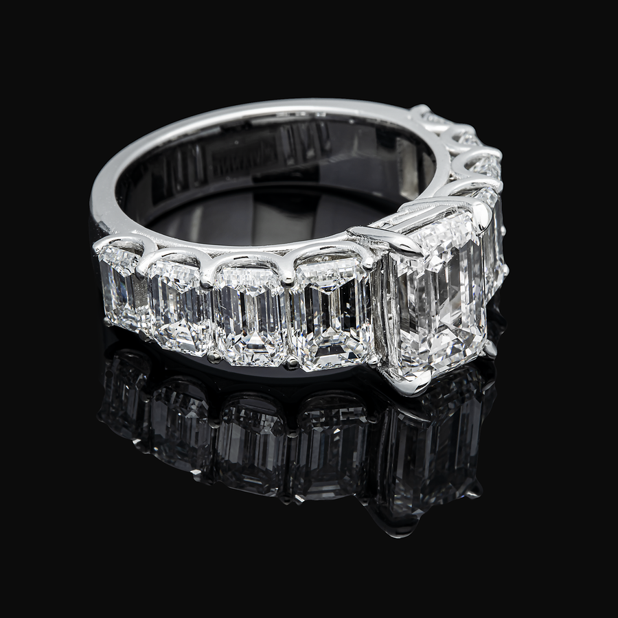 14K White Gold Emerald Cut Diamond Channel Set Engagement Ring 7.63 CTW VVS2 E-F