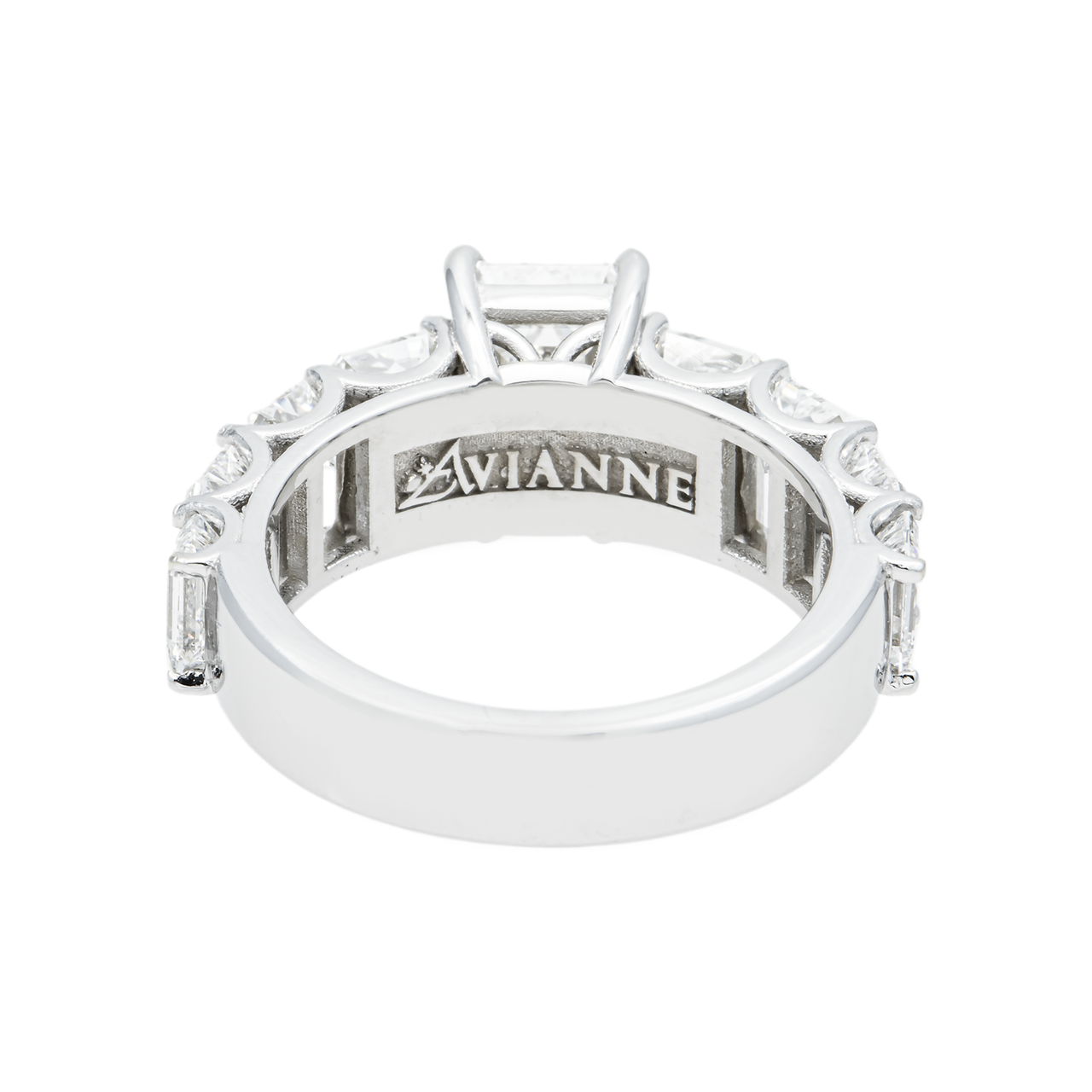 14K White Gold Emerald Cut Diamond Channel Set Engagement Ring 7.63 CTW VVS2 E-F