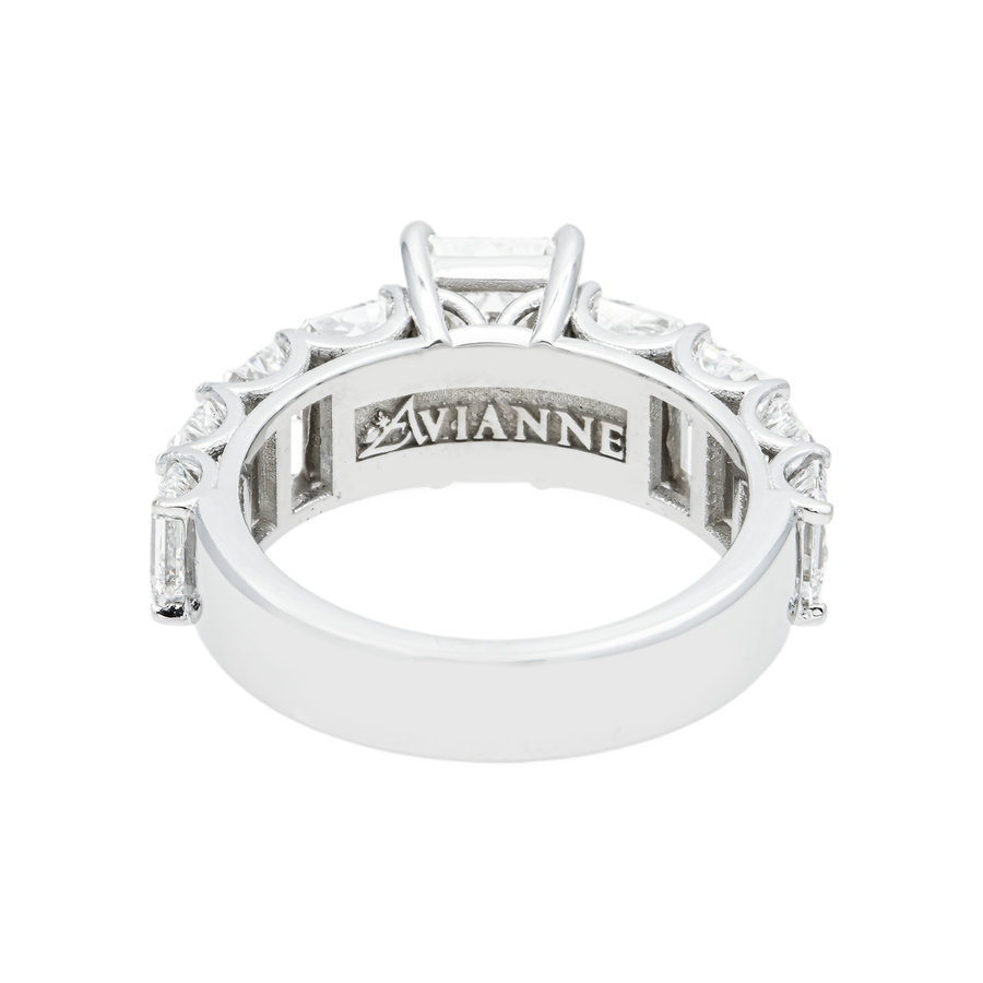 14K White Gold Emerald Cut Diamond Channel Set Engagement Ring 7.63 CTW VVS2 E-F