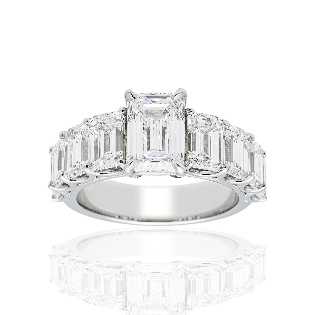 14K White Gold Emerald Cut Diamond Channel Set Engagement Ring 7.63 CTW VVS2 E-F