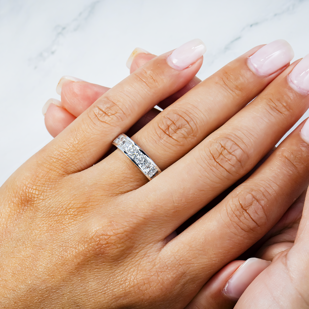 14k White Gold Princess Cut Lab Diamond Wedding Ring Band 2.17 ctw